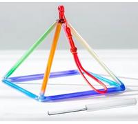 Pyramide chantante en cristal coloré for bain sonore, méditation et harmonisation des chakras. Fournie avec un maillet en cristal et une lanière de suspension.(With case,12inch)