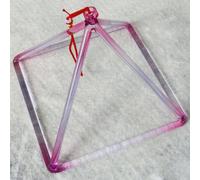 Pyramide chantante en cristal de couleur rose avec percuteur et sangle de suspension, for bain sonore, méditation d'équilibre des chakras(7inch)