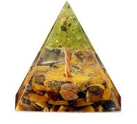 Pyramide d'arbre de vie en orgone pour énergie positive, péridot et œil de tigre en cristal de guérison pour réduire le stress, guérison des chakras, Reiki, méditation