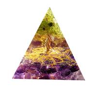 Pyramide d'arbre Orgonite avec générateur d'énergie Reiki Positif, améthyste péridot Cristal guérison Orgone Collection Outil de méditation Porte-Bonheur