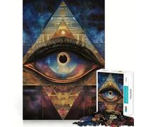 Pyramide de l'Œil Qui voit Tout Puzzle de 1000 pièces Jeu de mémoire Amusant Surface Lisse sans bavures Défi divertissant pour Les Loisirs (38x26cm)