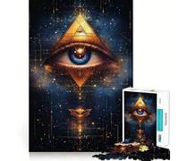 Pyramide de l'Œil Qui voit Tout Puzzle de 1000 pièces Jeu de réflexion et d'exercice Emboîtement précis sans espaces Défi cérébral interactif pour la Maison (38x26cm)