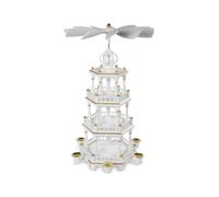 Pyramide de Noël, 3 étages, hauteur 51 cm, blanc or, Erzgebirge .. MU 10561 neuf