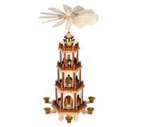 Pyramide de Noël Bois véritable Peint à Main 12 hélices 6 bougeoirs décoration