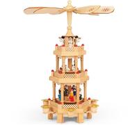 Pyramide de Noël en bois véritable 3 étages Décoration Figurines personnage Noël 18 pièces peinte à la main déco original