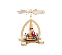 Pyramide de Noël Père Noël donne des cadeaux, hauteur 27 cm, naturel avec lum...