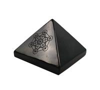 Pyramide de protection en shungite de 5 cm - Symbole sacré - Pyramide de protection authentique des pierres de shungite polies - Pyramide en cristal de pierre noire pour la méditation (Merkaba