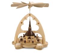 Pyramide De Table Église De Seiffen Éclairage LED Fonctionnant Sur Piles NEUF