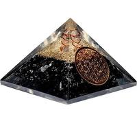 Pyramide de tourmaline noire avec fleur de vie