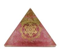 Pyramide d'énergie Orgonite Quartz rose Pierre précieuse avec symbole Métatrons Cube Protection de l'énergie Bonheur Harmonie (6 x 6 x 5)