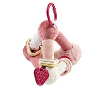 Nattou Lapidou Pyramide d’activités douce - triangle en peluche - Peluche d'activités bébé - jouet éducatif - 20 cm - Rose poudré