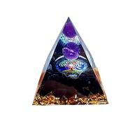 Pyramide d'orgonite à 7 chakras, décoration Feng Shui en cristal naturel de guérison Reiki, cristal de guérison en améthyste pour divination, méditation, yoga, protection équilibrante 6 cm