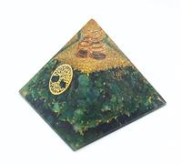 Pyramide d'orgonite avec de véritables pierres précieuses - Harmonisation énergétique avec pierres de guérison - Spirale en cuivre - Arbre de vie - Protection énergétique - Harmonie (aventurine verte