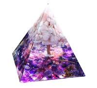 Pyramide d'orgonite d'arbre de Vie en Pierre Opale Rose, avec Chakra améthyste Reiki générateur d'énergie Cristal guérison Orgone Collection Outil de méditation Porte-Bonheur