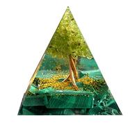 Pyramide d'orgonite d'arbre Faite à la Main, péridot avec Pierre de Malachite, générateur d'énergie Reiki Positif, Collection d'orgones de guérison en Cristal Richesse Méditation Outil