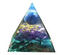 Pyramide d'orgonite en cristal améthyste, sphère avec pierre d'obsidienne, Chakra de guérison, outil de méditation (Bleu-vert)