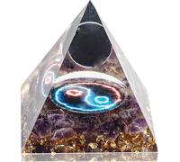 Pyramide d'orgonite en cristal fabriquée à la main - Obsidienne avec améthyste - Pyramide d'énergie pour la protection, la méditation