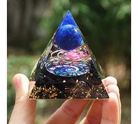 Pyramide d'orgonite en cristal pour énergie positive, lapis lazuli, boule en cristal d'orgonite de 6 cm avec pierre précieuse en obsidienne, protection contre les champs électromagnétiques