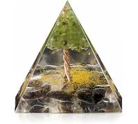 Pyramide d'orgonite pour énergie positive, péridot d'orgone et quartz fumé - Pyramides de cristal de guérison pour réduire le stress, le chakra, le Reiki, la méditation, la méditation - Lucky et