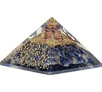 Pyramide d'orgonite sodalite avec lune et étoiles -- 7,5x7,5x5cm