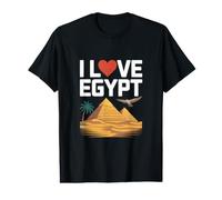 Pyramide du désert Faucon Oasis I Love Egypt T-Shirt Graphique avec Valeur