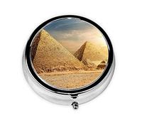 Pyramide égyptienne à 3 compartiments dans le désert - Pilulier de poche ou portefeuille - Organiseur décoratif en métal pour vitamines - Cadeaux uniques