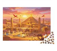 Pyramide Égyptienne Ancienne Puzzle 1000 Pièces Puzzle pour Adultes Papier Paysage au Coucher du Soleil Famille Relaxation Décor Cadeau 70x50cm/1000pcs