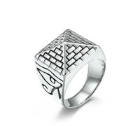 Pyramide égyptienne Horus oeil en acier inoxydable Bague pour hommes Pharaon chevalière Rétro style mystérieux Bijoux pour hommes
