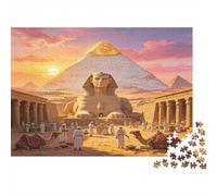 Pyramide Égyptienne Puzzle 1000 Pièces Papier pour Adultes Scène Civilisation Antique Coucher du Soleil Jeu de Puzzle 1000 Pièces Détente Décoration Cadeau 52x38cm/1000pcs