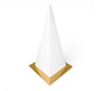 Pyramide en Polystyrène 4 Faces, Doré et Noir, Hauteur 50 cm, Base 20 cm de coté, Plateau doré/Noir 28x28