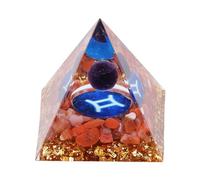 Pyramide énergétique Constellation Pierre Pyramide avec Résine Chakra Puissance pour L'énergie Positive Réduire le Stress, la Méditation (Gémeaux)