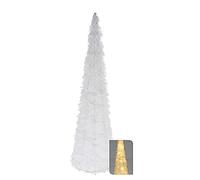 Pyramide LED blanche - 80 cm - Avec neige artificielle - Cône avec minuterie - Décoration d'hiver de Noël