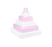 Pyramide- lot de 6 gros blocs blanc rose pastel Rose G