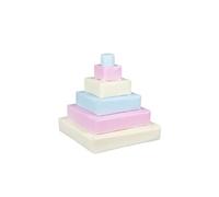 Pyramide- lot de 6 gros blocs blanc rose pastel bleu pastel Rose G
