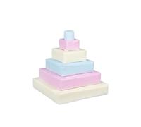 Pyramide- lot de 6 gros blocs blanc rose pastel bleu pastel