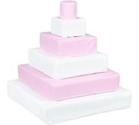 Pyramide- lot de 6 gros blocs blanc rose pastel Rose G