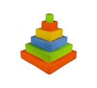 Pyramide- lot de 6 gros blocs bleu, rose, gris, turquoise