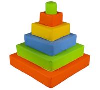 Pyramide- lot de 6 gros blocs bleu, rose, gris, turquoise