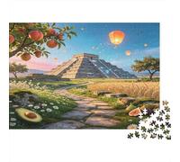 Pyramide Maya Puzzle 1000 Pièces Papier pour Adultes Paysage au Coucher du Soleil Jeu de Puzzle 1000 Pièces Détente Cadeau 52x38cm/1000pcs