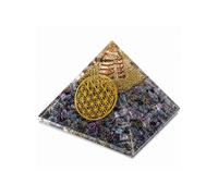 Pyramide orgonite en agate bleue avec fleur de vie 5 cm