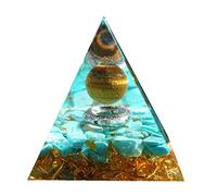 Pyramide Orgonite en cristal d'oeil de tigre, sphère avec pierre Turquoise, Chakra de guérison d'énergie Reiki, outil de méditation