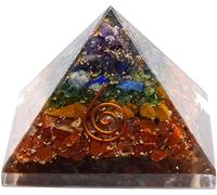 Pyramide orgonite Pierres multicolores 7 x 7 cm Chakras avec spirale et copeaux Transforme l'énergie négative en orgonite positive Feng Shui