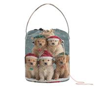 Pyramide pour chiot dans des chapeaux de Noël Sac de fil à crochet Sac de projet de fil avec trous Sac de voyage pour outils de crochet Accessoire de voyage