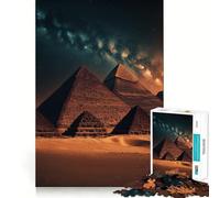 Pyramides au Coucher du Soleil à Gizeh Puzzle 1000 pièces pour Adolescents Jeu de logique et de résolution Découpe précise Cadeau Exceptionnel (38x26cm)