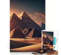 Pyramides au Coucher du Soleil à Gizeh Puzzle de 1000 pièces pour Adolescents Puzzle de mémoire Lumière relaxante Image à Assembler Cadeau Exquis (38x26cm)
