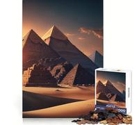Pyramides au Coucher du Soleil à Gizeh Puzzle de 1000 pièces pour Adolescents Puzzle de mémoire Lumière relaxante Image à Assembler Cadeau Exquis (38x26cm)