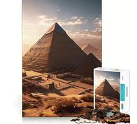 Pyramides au Coucher du Soleil à Gizeh Puzzle de 1000 pièces pour Adultes Jeu de réflexion Relaxant et agréable Cadeau de Noël (38x26cm)