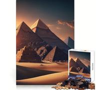 Pyramides au Coucher du Soleil à Gizeh Puzzle de 1000 pièces pour Adultes Jeu Intelligent Activité à Domicile Découpe précise Décoration Murale (50x75cm)