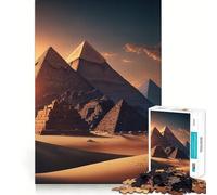 Pyramides au Coucher du Soleil à Gizeh Puzzle de 1000 pièces pour Adultes Jeu Intelligent Activité à Domicile Découpe précise Décoration Murale (50x75cm)