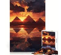 Pyramides au Coucher du Soleil Puzzle de 1000 pièces pour Adultes Jeu de réflexion Découpe précise Pièce d'art de qualité (50x75cm)